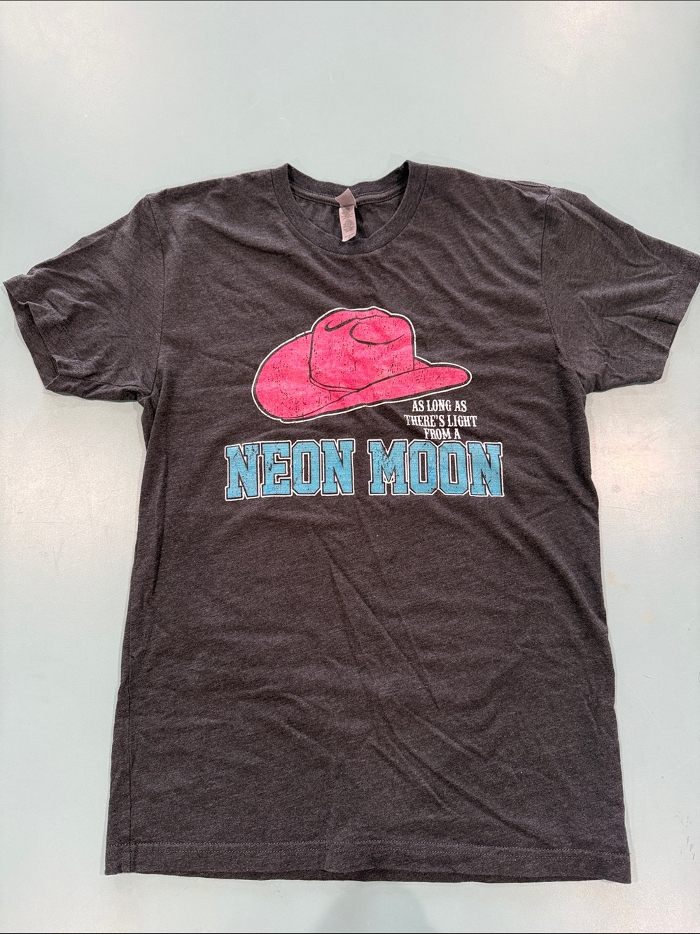 Charcoal Grey Pink Cowboy Hat Neon Moon Graphic Tee